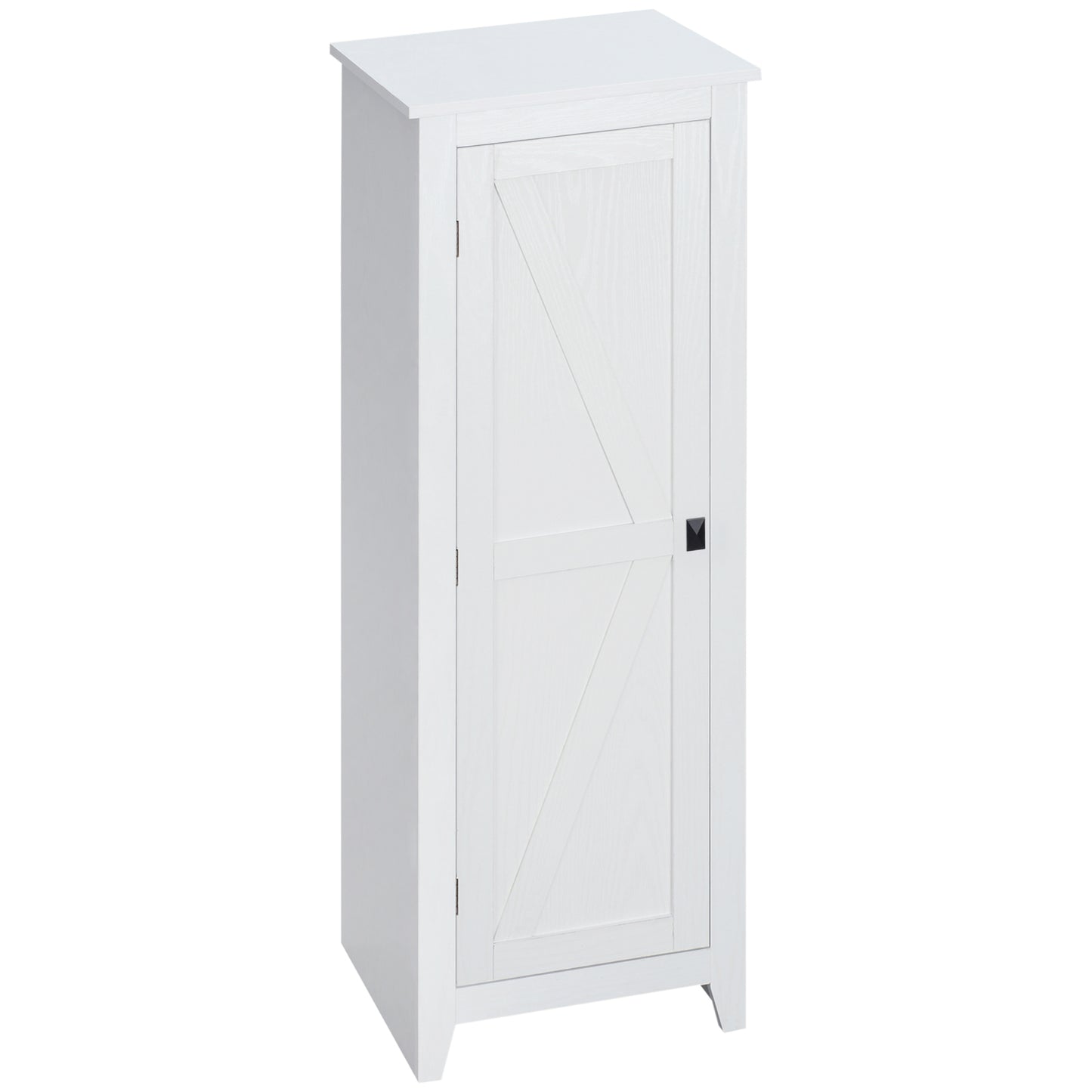 48" Farmhouse Kitchen Pantry Storage Cabinet with Barn Door, Kitchen Pantry Cabinet with Adjustable Shelves, White