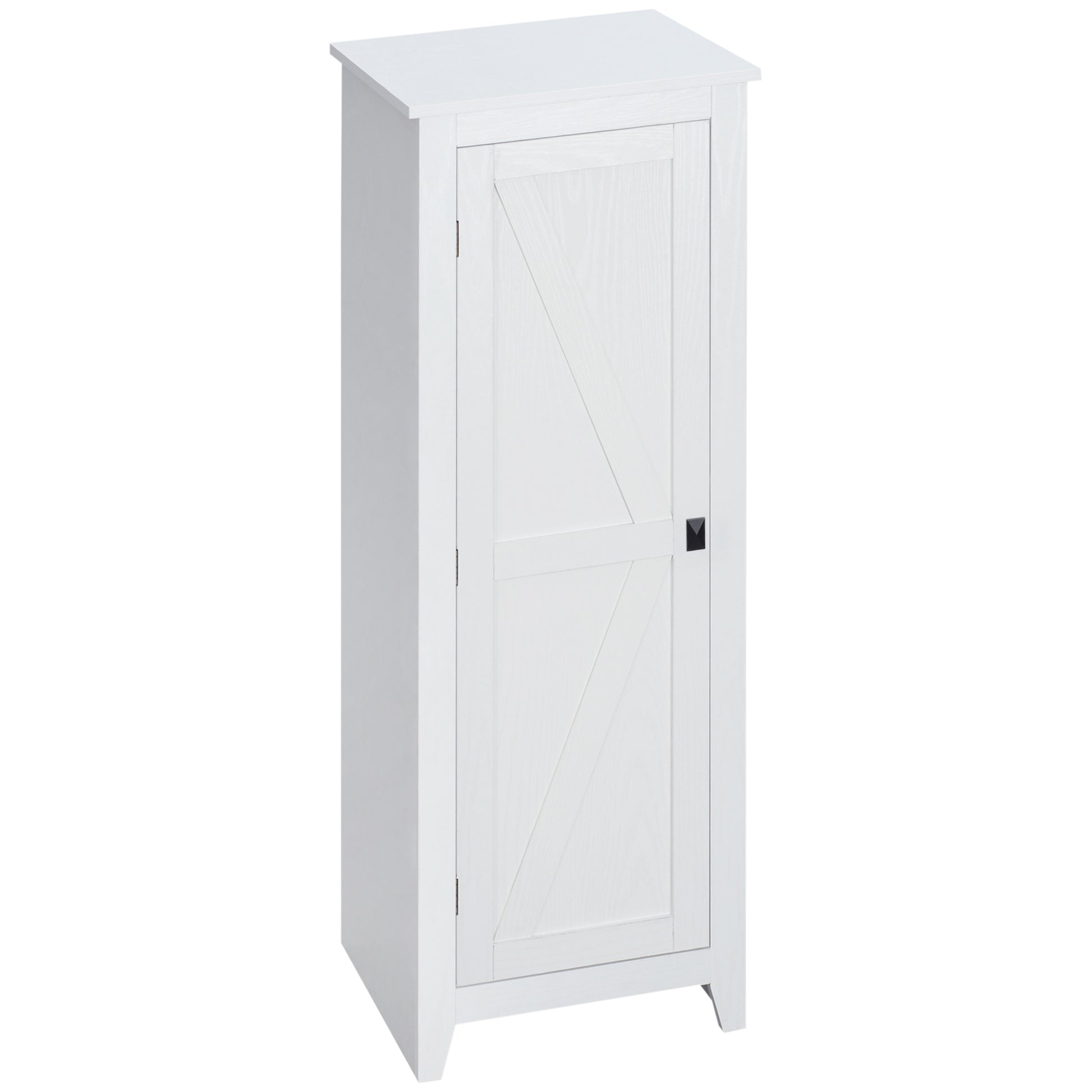48" Farmhouse Kitchen Pantry Storage Cabinet with Barn Door, Kitchen Pantry Cabinet with Adjustable Shelves, White