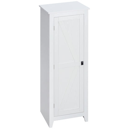 48" Farmhouse Kitchen Pantry Storage Cabinet with Barn Door, Kitchen Pantry Cabinet with Adjustable Shelves, White