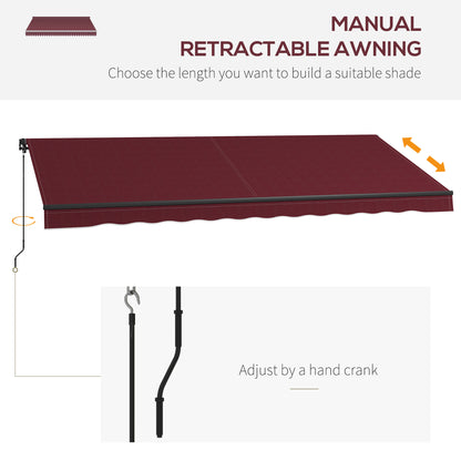 15 x 10 ft Retractable Awning with 280gsm UV-Resistant Fabric, Heavy-Duty Frame Sun Shade Shelter for Deck, Balcony, Yard and Outdoor Living Space, Wine Red