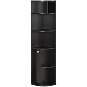 5-Tier Corner Bookcase, Storage Bookshelf, Freestanding Display Shelves with Open Compartments and Cabinet for Home Office, Living Room, Study, Black