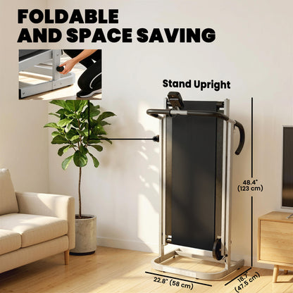 Soozier Walking Pad Treadmill with 16.5% Incline, Foldable Treadmill with LCD Monitor and Handle Bar for Home, Non-Electric