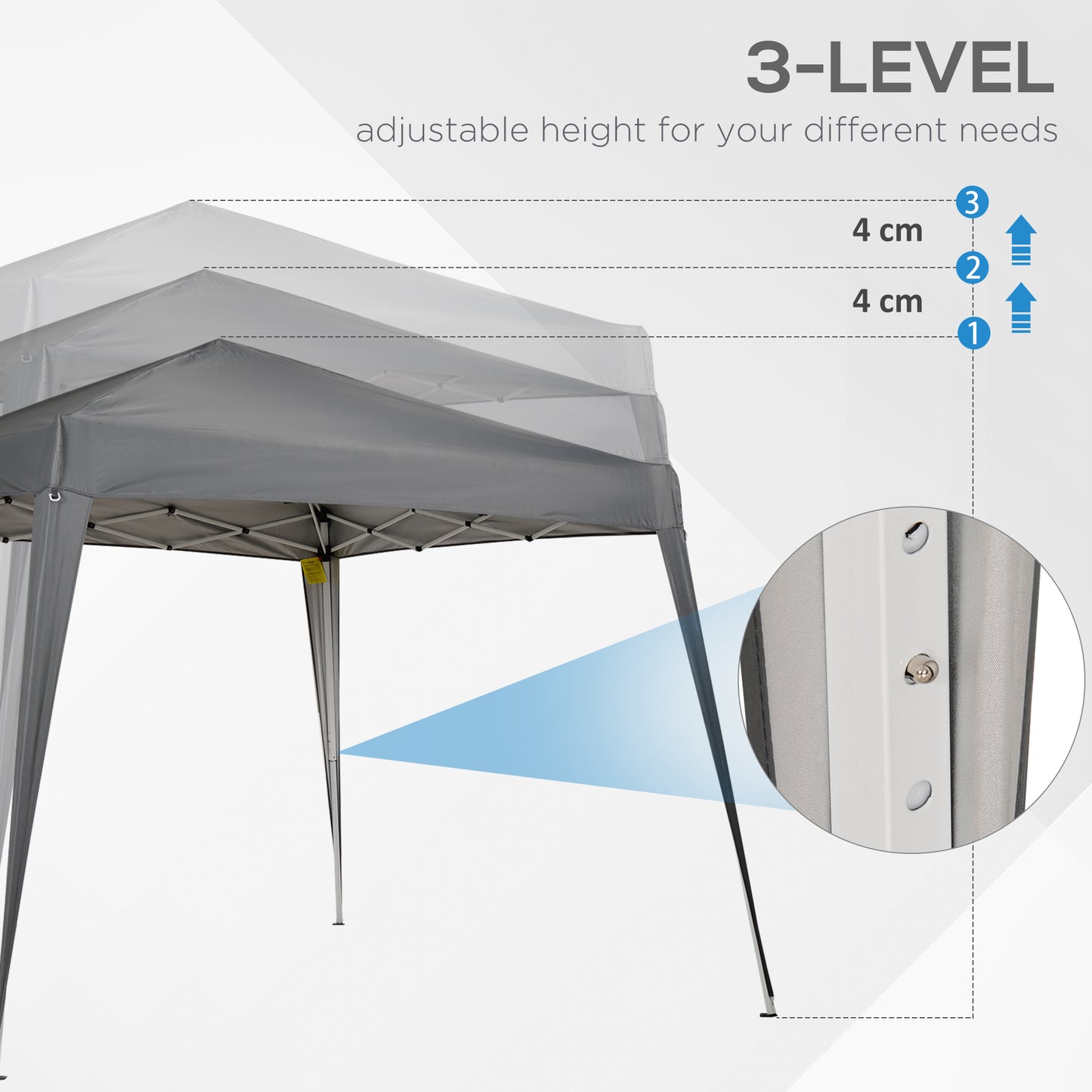 8' x 8' Pop Up Canopy, Outdoor Folding Tent, Portable Party Tent with Carrying Bag for Camping, Party, Picnic, Grey