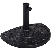 20 lbs Resin Half Round Patio Umbrella Base 20" Outdoor Decorative Parasol Stand Holder For Φ1.5", Φ1.9" Pole, Black