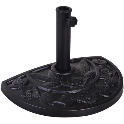 20 lbs Resin Half Round Patio Umbrella Base 20" Outdoor Decorative Parasol Stand Holder For Φ1.5", Φ1.9" Pole, Black