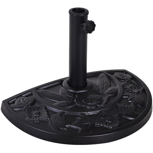 20 lbs Resin Half Round Patio Umbrella Base 20" Outdoor Decorative Parasol Stand Holder For Φ1.5", Φ1.9" Pole, Black