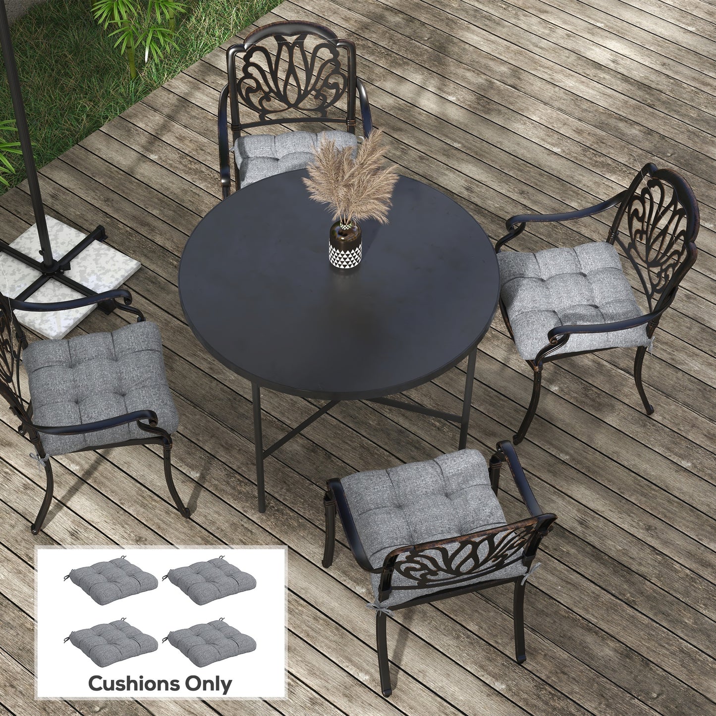 4-Piece Seat Cushion Pillows Replacement, Patio Chair Cushions Set with Ties for Indoor Outdoor
