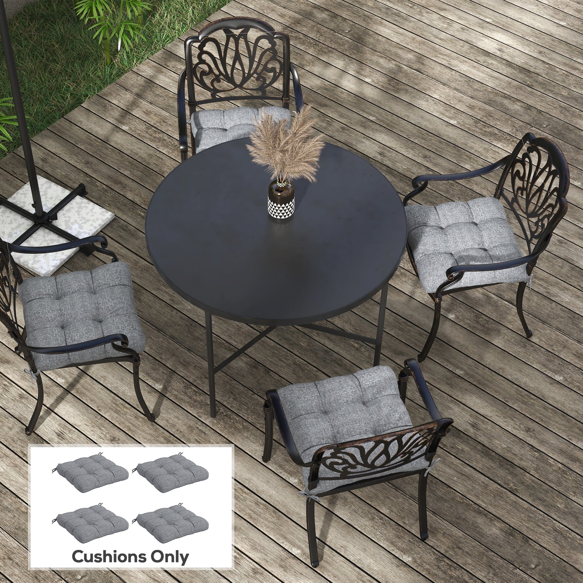 4-Piece Seat Cushion Pillows Replacement, Patio Chair Cushions Set with Ties for Indoor Outdoor