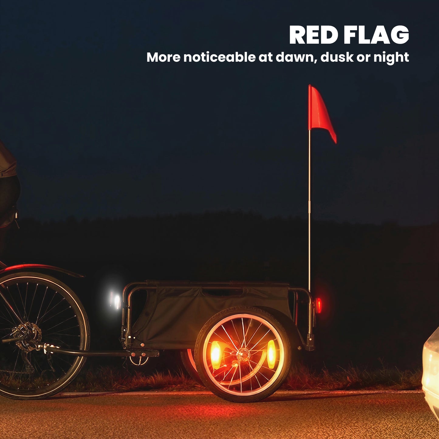 Soozier Bike Cargo Trailer, Bicycle Trailer Wagon Cart with Quick Release 16" Pneumatic Wheels, Red Flag