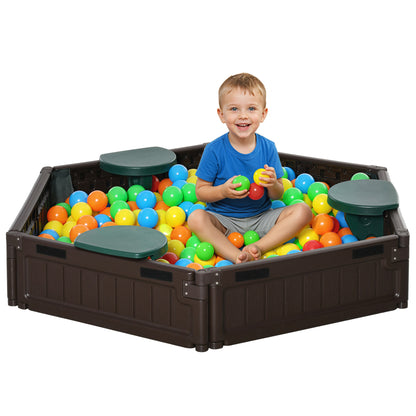 DIY Kids Sandbox with Waterproof Oxford Cover, Sand Playset Station with Bottom Fabric Liner, for 3-12 Years Old, Outdoor Indoor Backyard, Brown