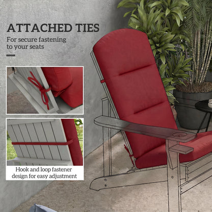 Patio Chair Cushion for Adirondack Chairs Replacement Cushion with Back and Ties, Wine Red