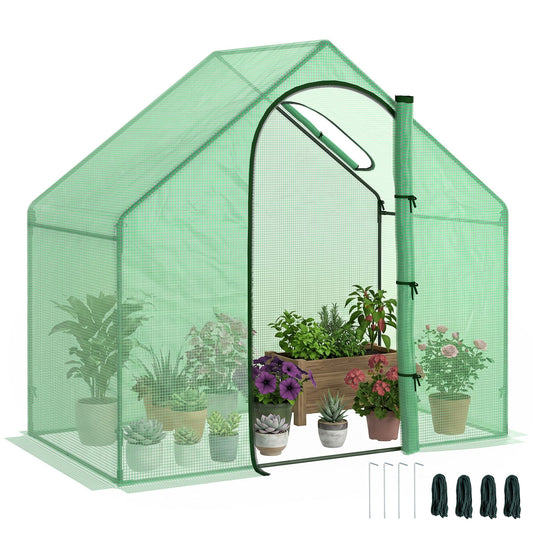 6 x 3.3 x 5.5ft Walk-in Garden Greenhouse with Door & Top Window, Portable Mini Greenhouse for Plants Flowers Herbs Tomatoes, Outdoor Hot House Growing Tent with Steel Frame & PE Cover