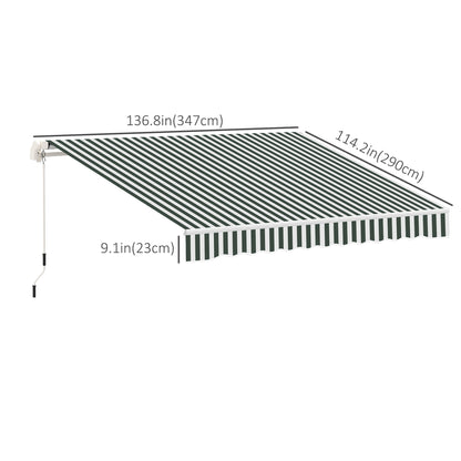 11' x 10' Retractable Awning Fabric Replacement Outdoor Sunshade Canopy Awning Cover, UV Protection, Green and White