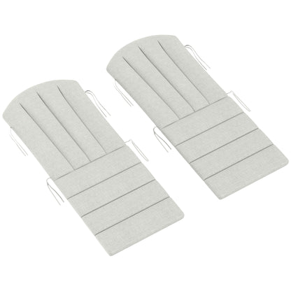 Set of 2 Patio Chair Cushions, High Back Adirondack Chair Cushion with Ties, High-Density Foam, Light Grey