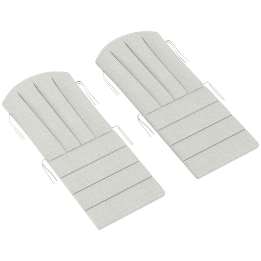 Set of 2 Patio Chair Cushions, High Back Adirondack Chair Cushion with Ties, High-Density Foam, Light Grey