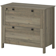 2 Drawer File Cabinet, Lockable Filing Cabinet with Adjustable Hanging Bar for Letter, A4 Size, Weathered Grey Oak