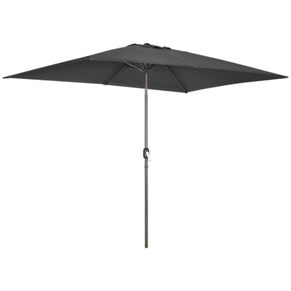 6.5x10ft Patio Umbrella, Rectangle Market Umbrella, Black