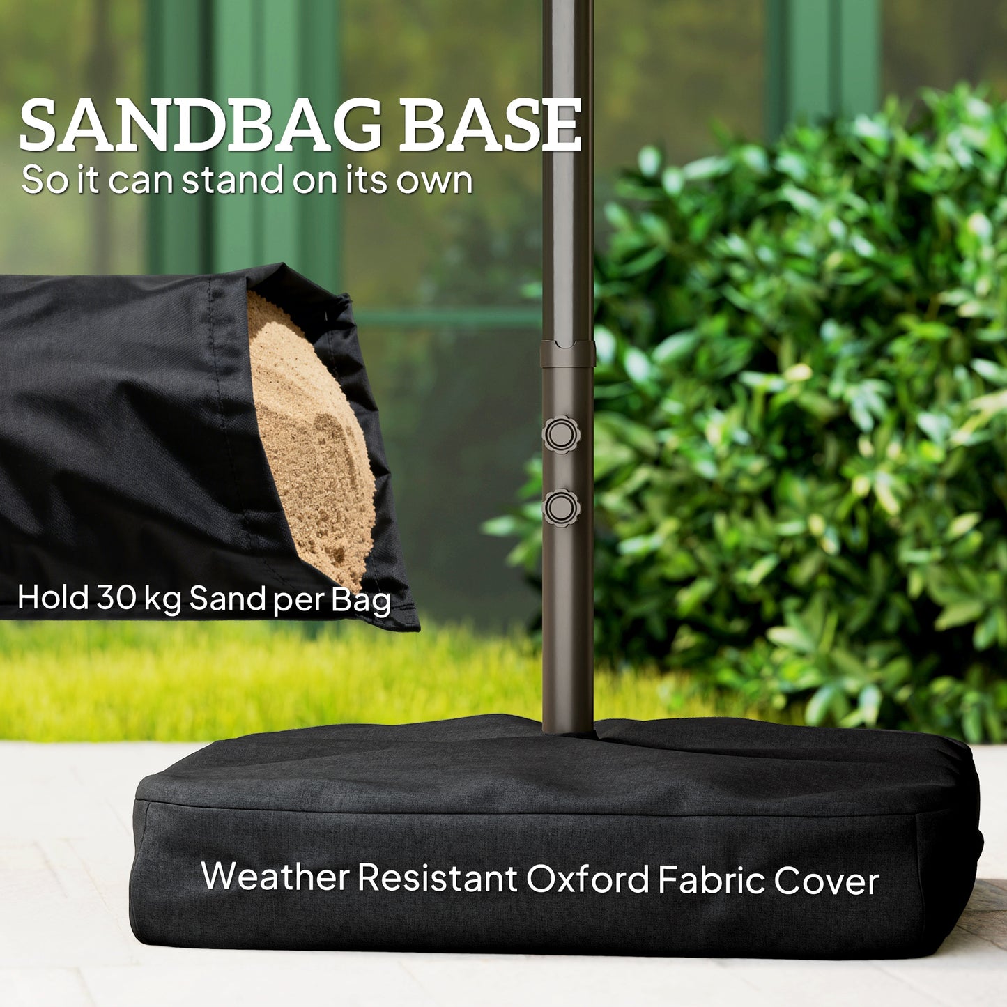 15' Outdoor Patio Umbrella with Twin Canopy Sunshade Steel Table Umbrella w/ Lift Crank, Cross base, Sandbag, Cream
