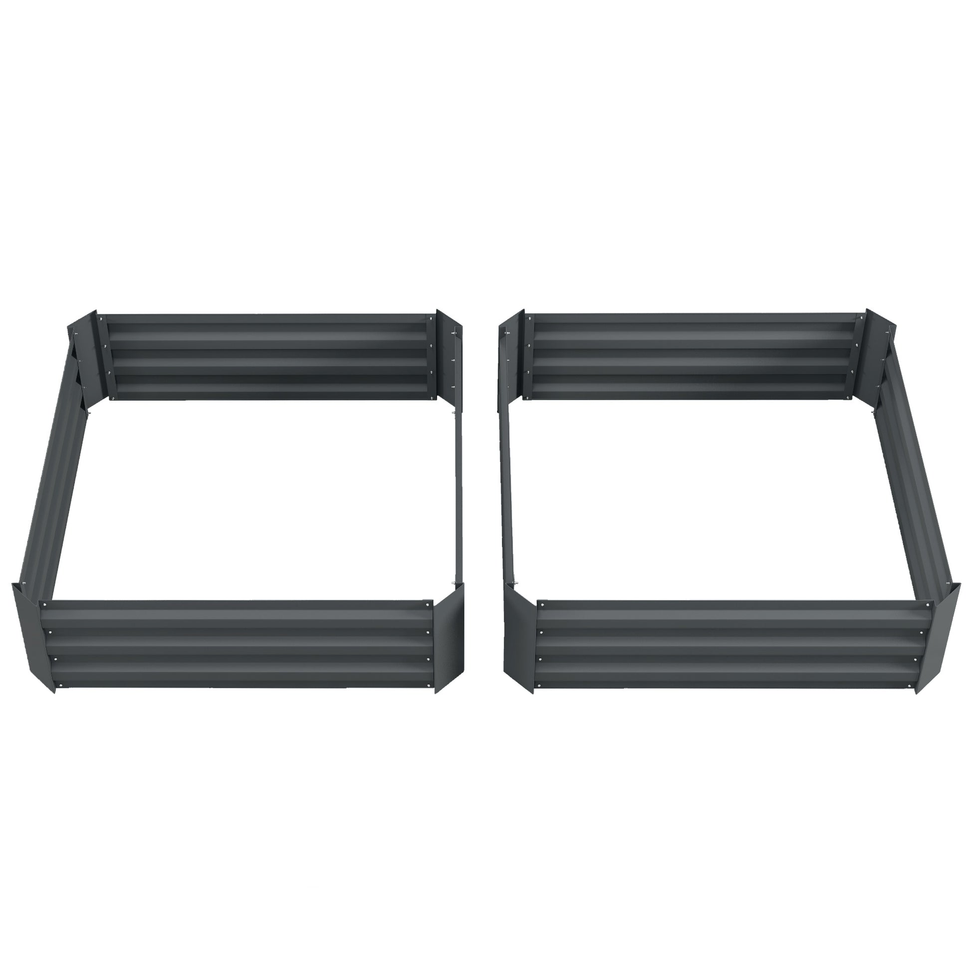 Set of 2 Raised Garden Bed, Steel Elevated Planter Box for Flowers, Herbs, Succulents, 39"x39"x12", Dark Grey