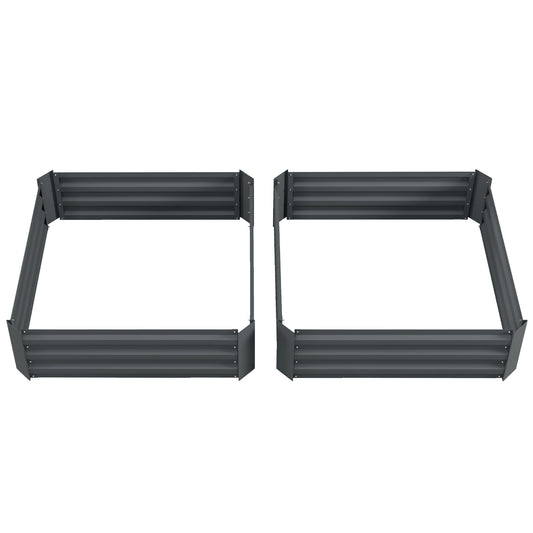 Set of 2 Raised Garden Bed, Steel Elevated Planter Box for Flowers, Herbs, Succulents, 39"x39"x12", Dark Grey