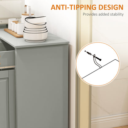 Modern Sideboard Cabinet, Buffet Cabinet with 2 Drawers and Adjustable Shelves, Buffets Tables for Dining Room, Grey