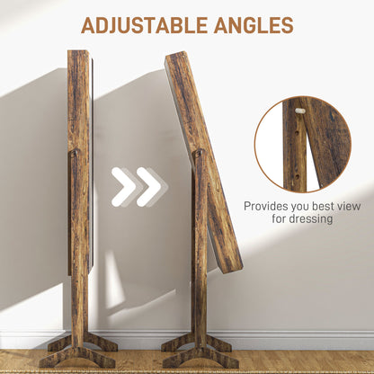 Lockable Mirror Jewelry Cabinet, Full-Length Mirror and Jewellery Storage with 3 Adjustable Angles, Rustic Brown