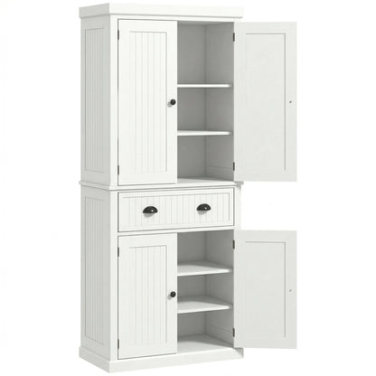 72" Kitchen Pantry, Freestanding Storage Cabinet with Drawer, Doors, Cream White