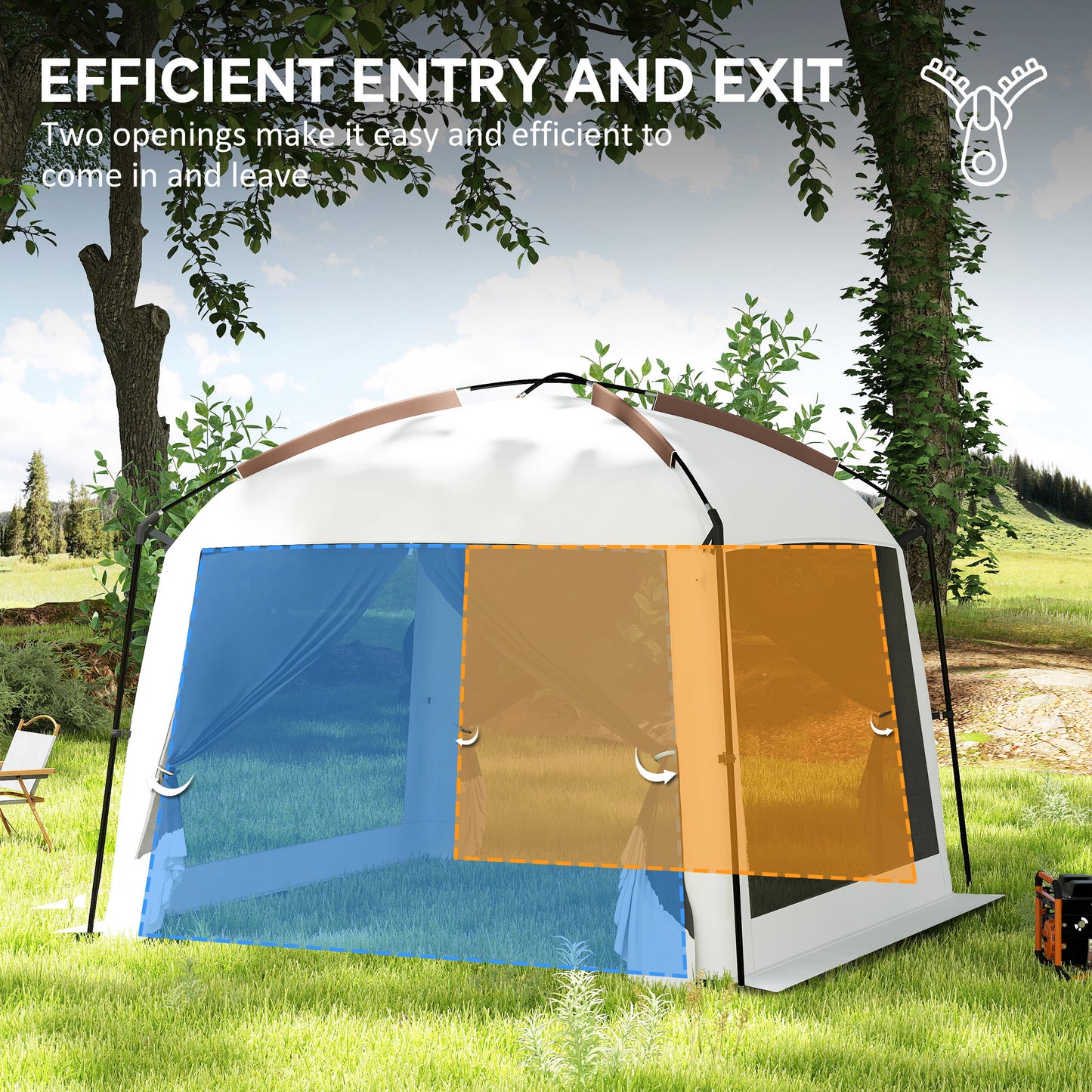 10' x 10' Screen Tent, UV50+ Protection Outdoor Screen House with Carry Bag & Ground Stakes, Fits 6-8 People, White