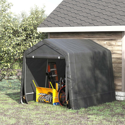9.2' x 7.9' Garden Storage Tent, Patio Storage Shelter w/ Metal Frame and Double Zipper Doors, Dark Grey