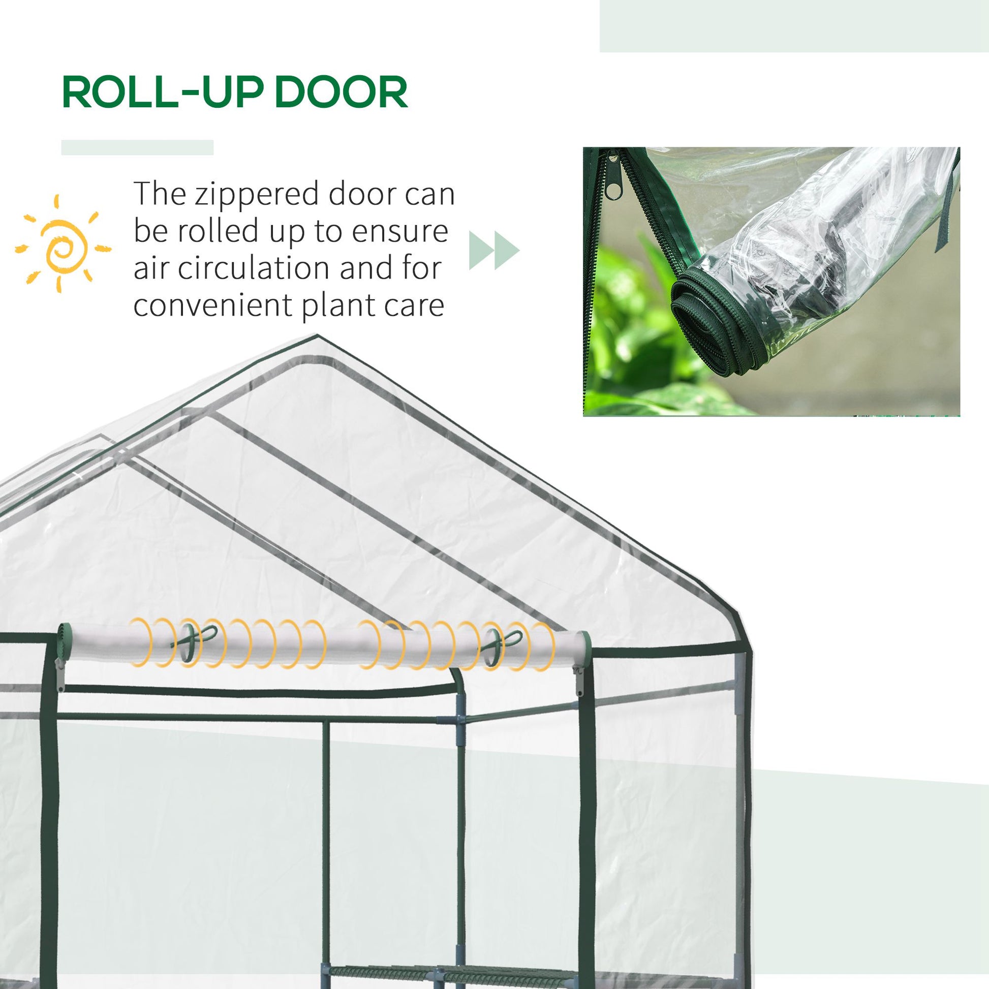 56" x 56" x 77" Walk-in Greenhouse, Portable Garden Flower Seed Warm House with 8 Shelves, Outdoor Plant Growth Hot House, PVC Cover, Transparent