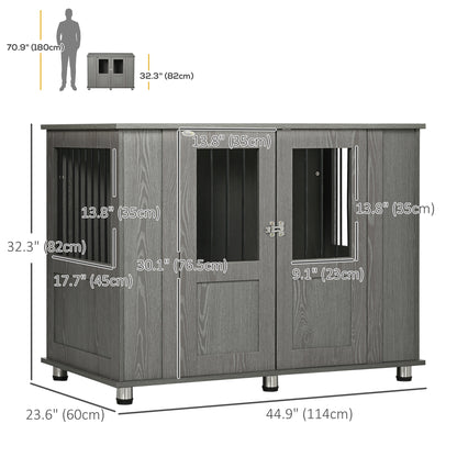 Dog Crate Furniture with Lockable Magnetic Door, Adjustable feet for Extra Large, Medium & Small Dogs, Indoor Use, Grey