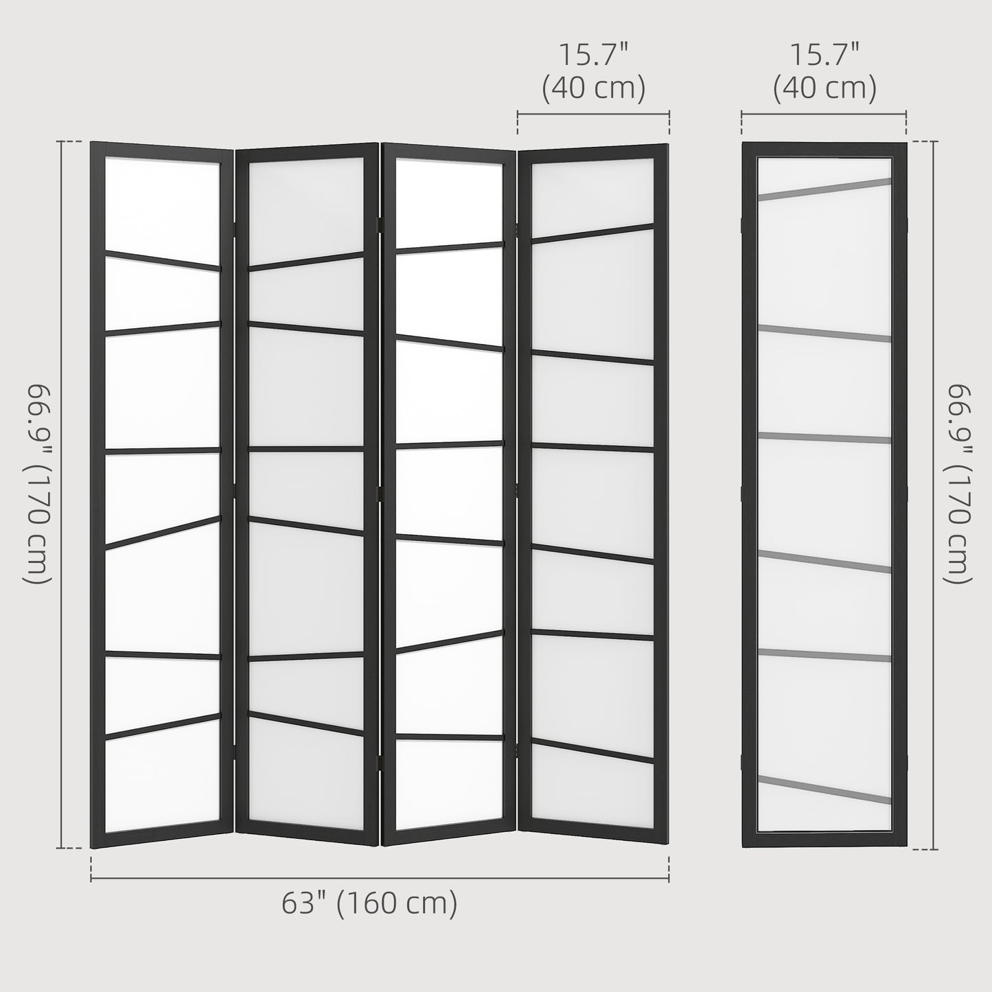 5.6ft Folding Room Divider, 4 Panel Wall Partition with Wood Frame for Bedroom, Home Office, White
