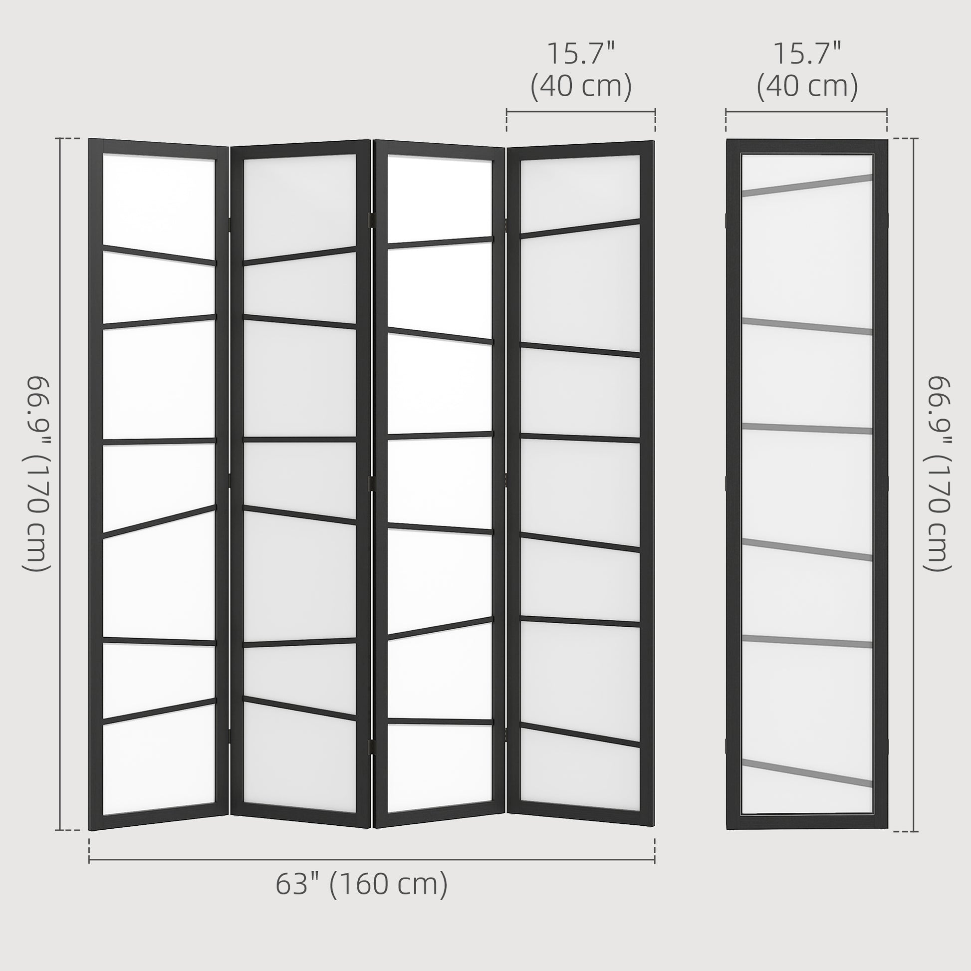 5.6ft Folding Room Divider, 4 Panel Wall Partition with Wood Frame for Bedroom, Home Office, White