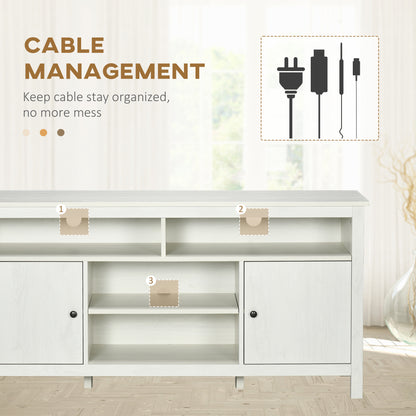 TV Stand for TVs up to 55", TV Unit with Storage Cupboard and Shelves, 55.1" x 15.7" x 27", White