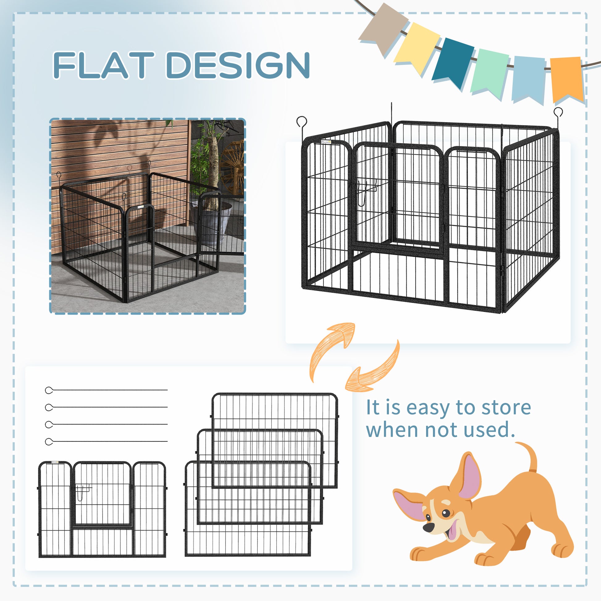 Metal Pet Playpen with Gate Indoor Outdoor for Small Animal