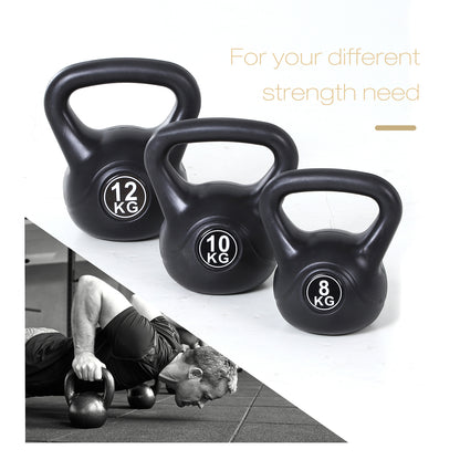Soozier 26lb Fitness Kettlebell, Plastic Exercise Weight, Weightlifting Tools with Sand, Handle, Noise Reduction for Home, Gym