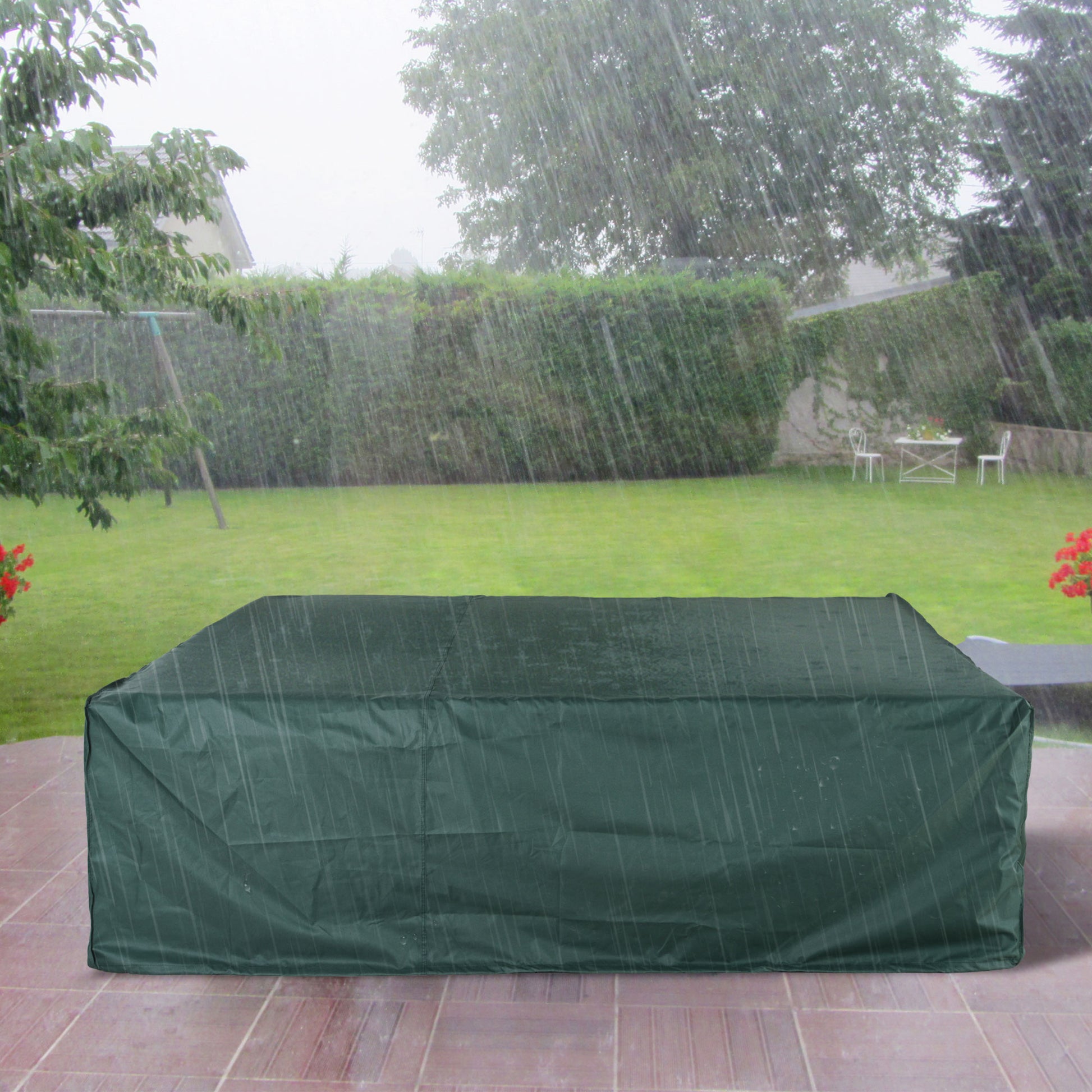 Large Patio Garden Furniture Set Cover 600D Oxford Square Waterproof, 90.6" L x 90.6" W x 27.6" H, Green