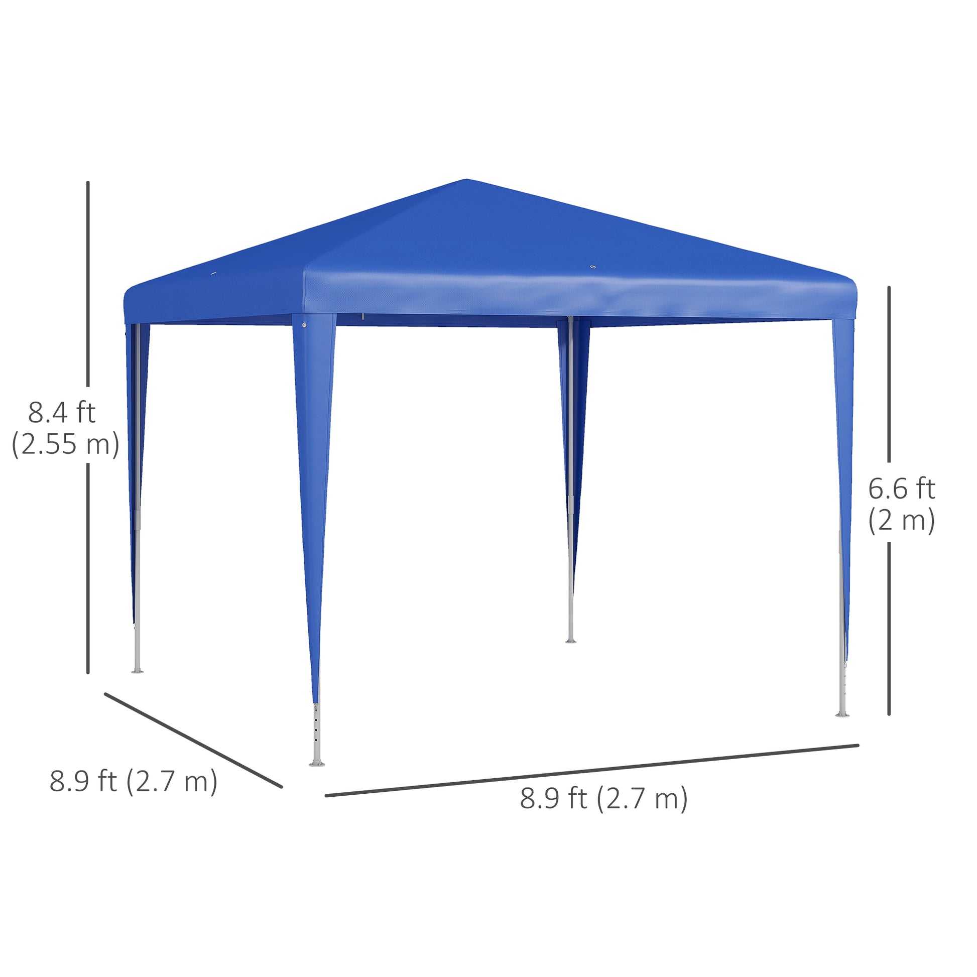 9' x 9' Portable Canopy Party Tent Gazebo Outdoor Sunshade for Weddings Parties with Dressed Legs, Blue
