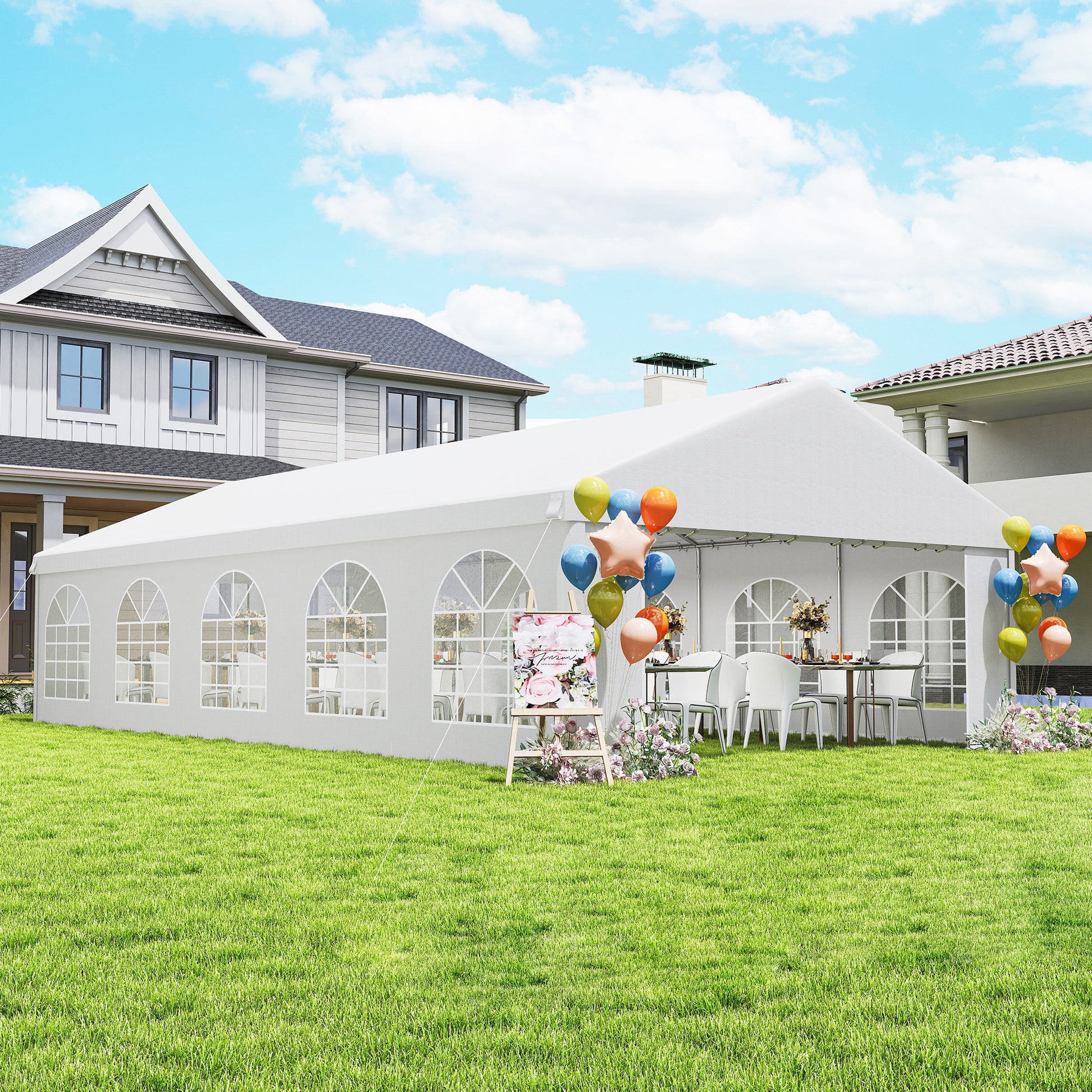 16'x32' Heavy Duty Large Party Tent & Carport with Removable Sidewalls, Portable Garage Canopy Tent, White
