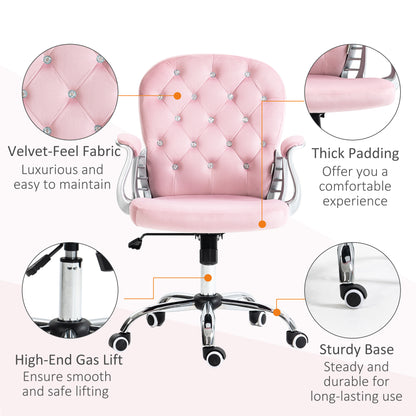 Office Chair, Computer Desk Chair with Adjustable Height and Tufted Back, Pink