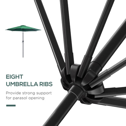 10' x 8' Round Market Umbrella, Patio Umbrella with Crank Handle and Tilt, Outdoor Parasol for Garden, Bench, Lawn, Green
