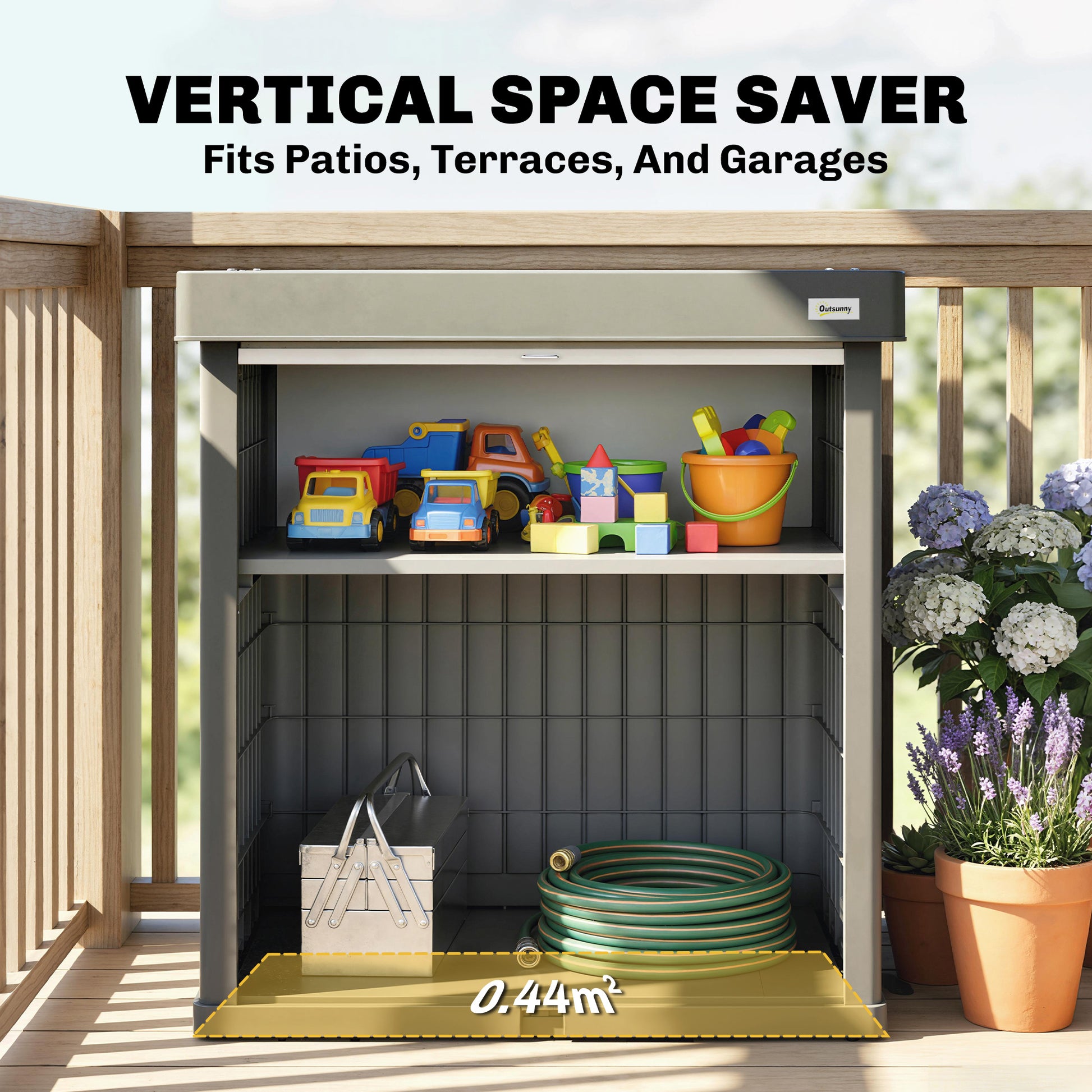 82 Gallon Outdoor Storage Cabinet, UV Resistant Garden Storage Container for Patio, Porch, Poolside, Grey