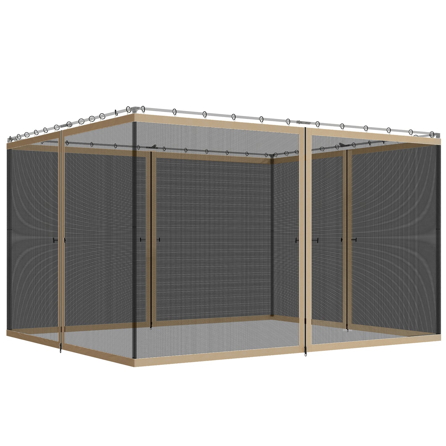 Replacement Mosquito Netting for Gazebo 10' x 12' Black Screen Walls for Canopy with Zippers, Khaki