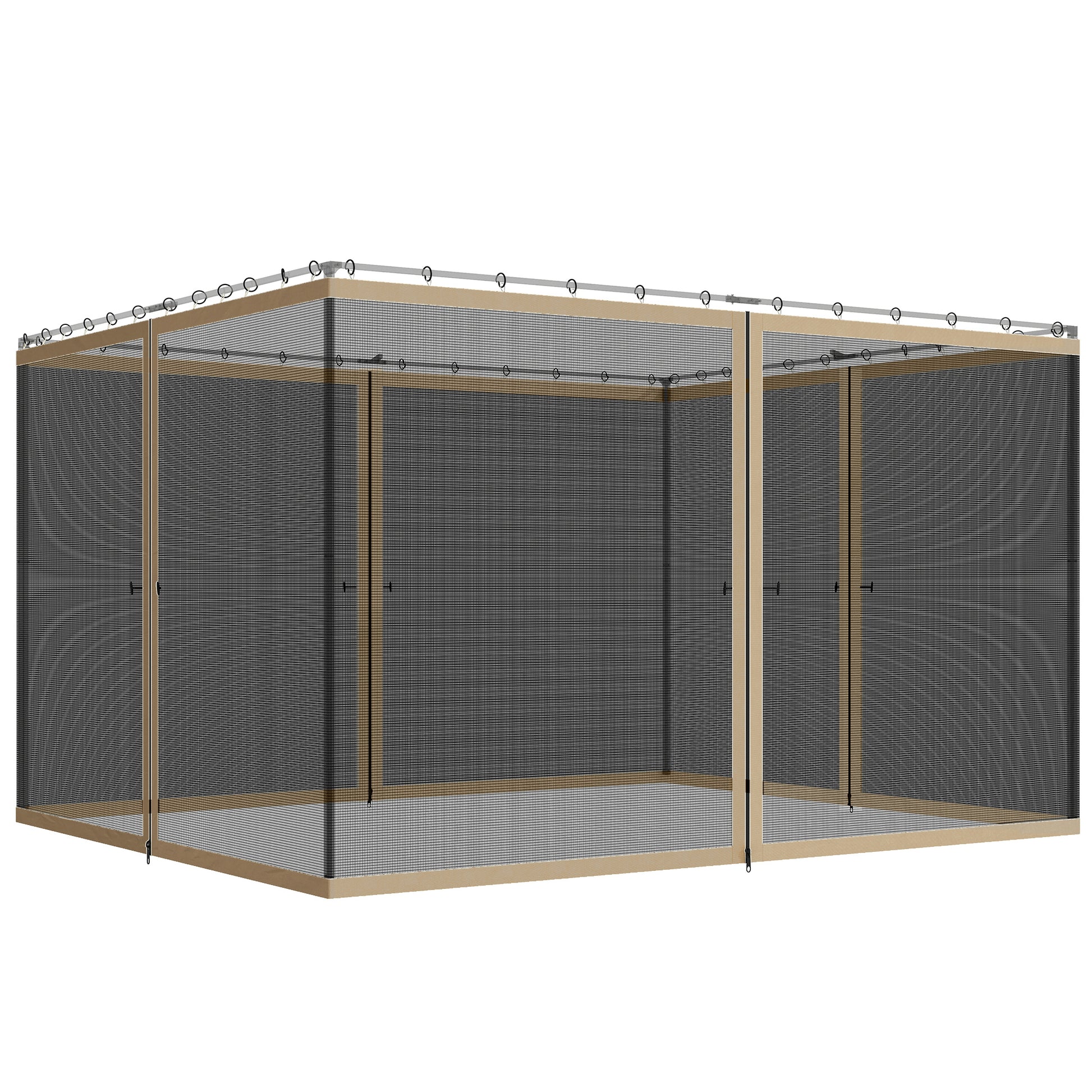 Replacement Mosquito Netting for Gazebo 10' x 12' Black Screen Walls for Canopy with Zippers, Khaki