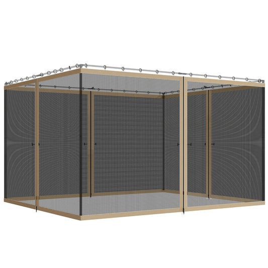 Replacement Mosquito Netting for Gazebo 10' x 12' Black Screen Walls for Canopy with Zippers, Khaki