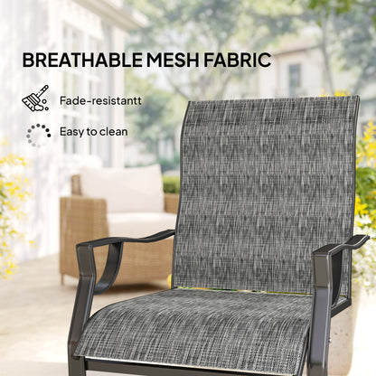 C Spring Motion Patio Chairs Set of 2 with Curved High Backrest, Armrest, All Weather Breathable Fabric, Metal Frame