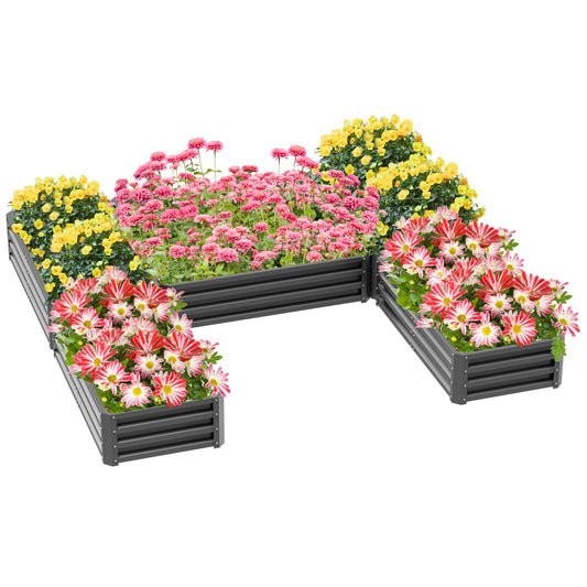 Steel Raised Garden Bed, Set of 5 Large Box Planters for Outdoor Plants Vegetables Flowers Herbs, 8x8x1ft, Grey