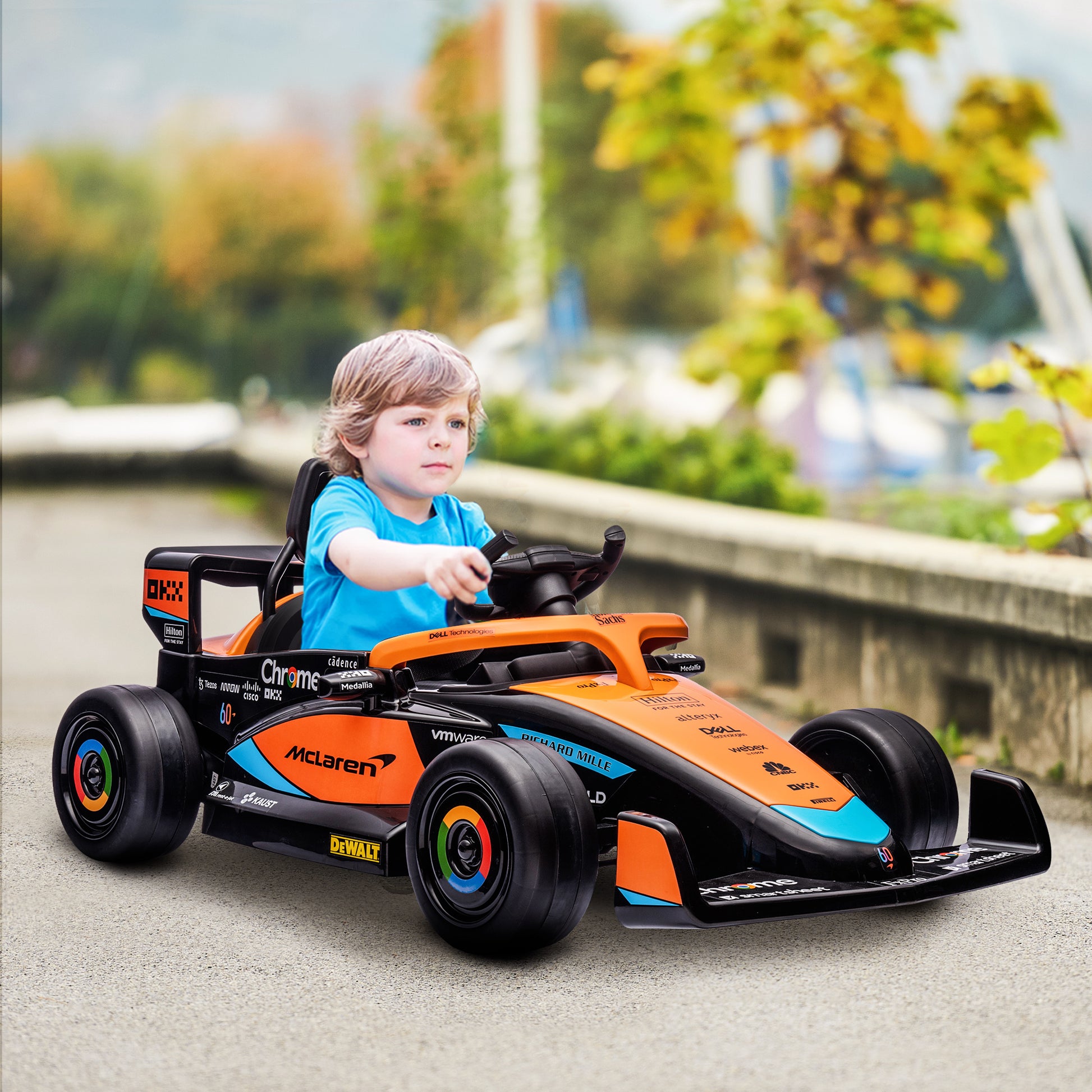 Qaba 12V Electric Car for Kids with Suspension, Music, MP3, Remote Control for 3-5 Years, Orange