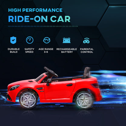 Aosom 12V Ride On Car with Parent Remote Control Two Motors Music Lights Suspension Wheels for 3-6 Years Red