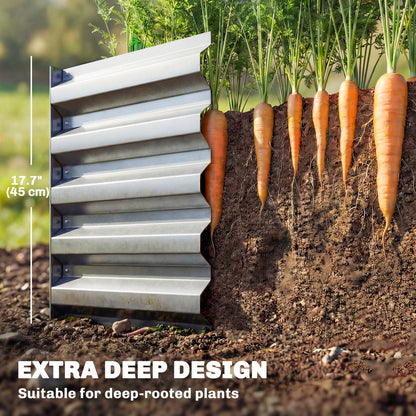 8 x 1.3 x 1.5ft Galvanized Raised Garden Bed, Reinforced Outdoor Planter Box with Open Bottom, Silver